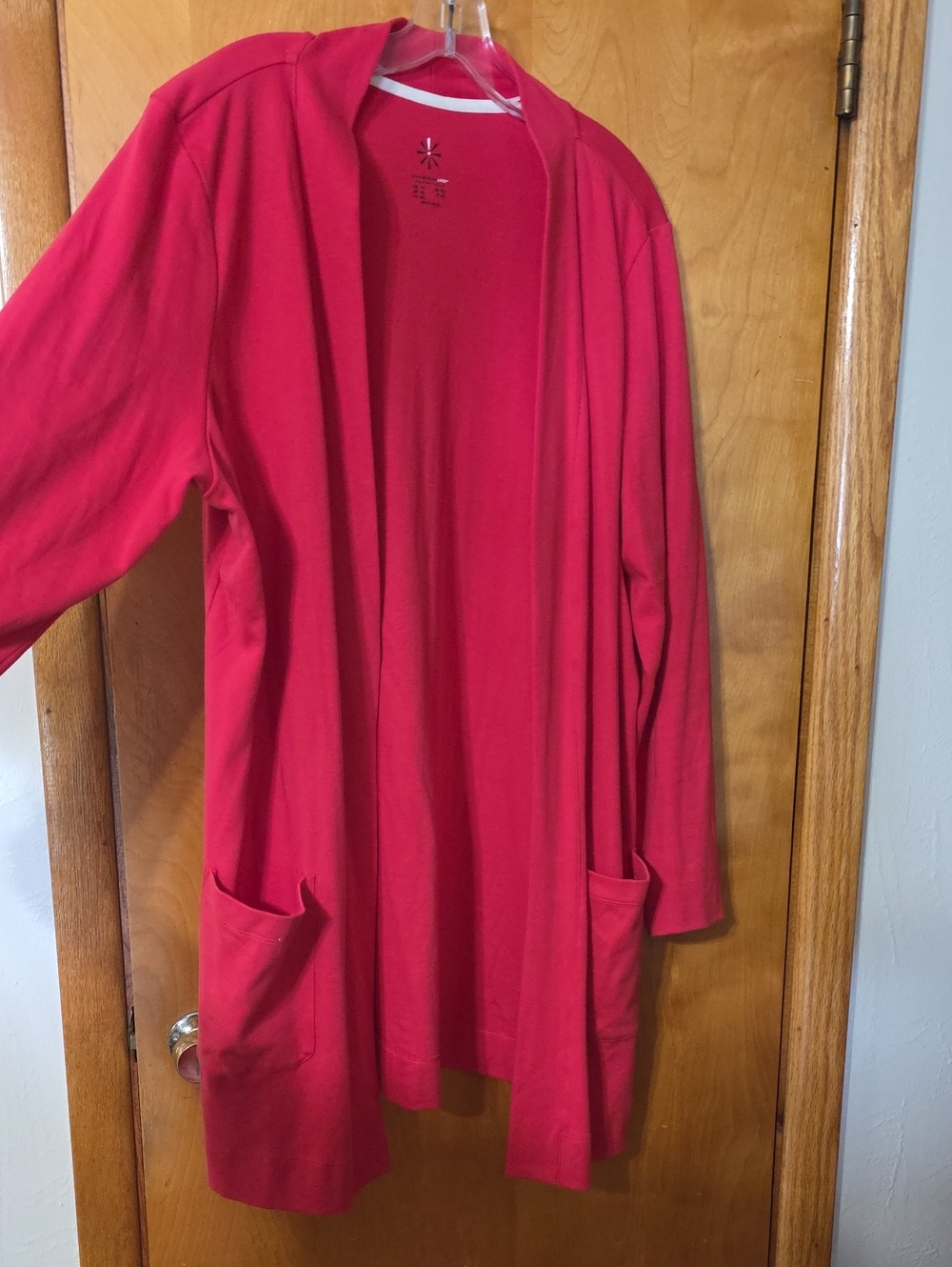 Open-Front Lightweight Cardigan in Bright Melon